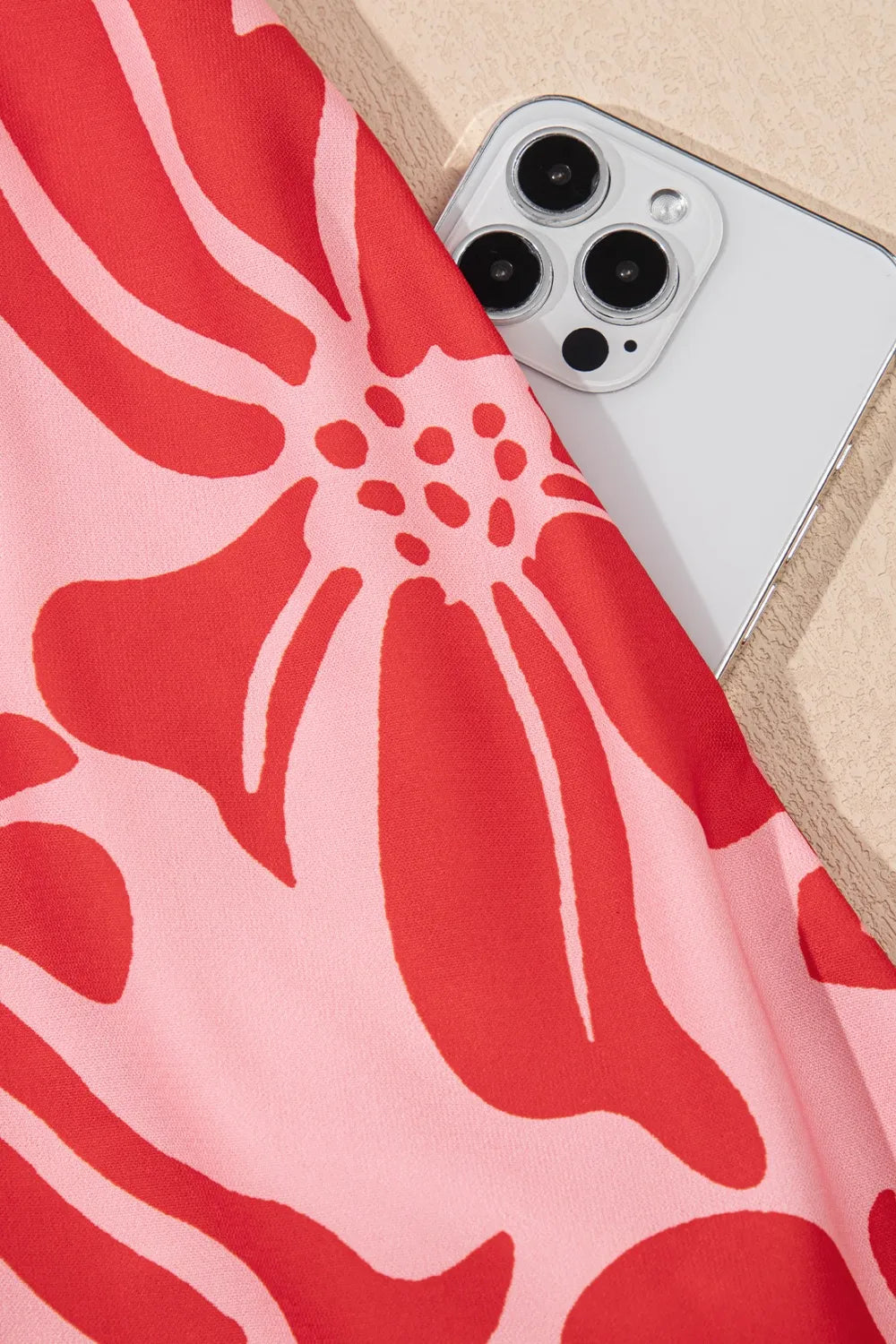 Floral Ruffled V-Neck Midi Dress with Button Front.