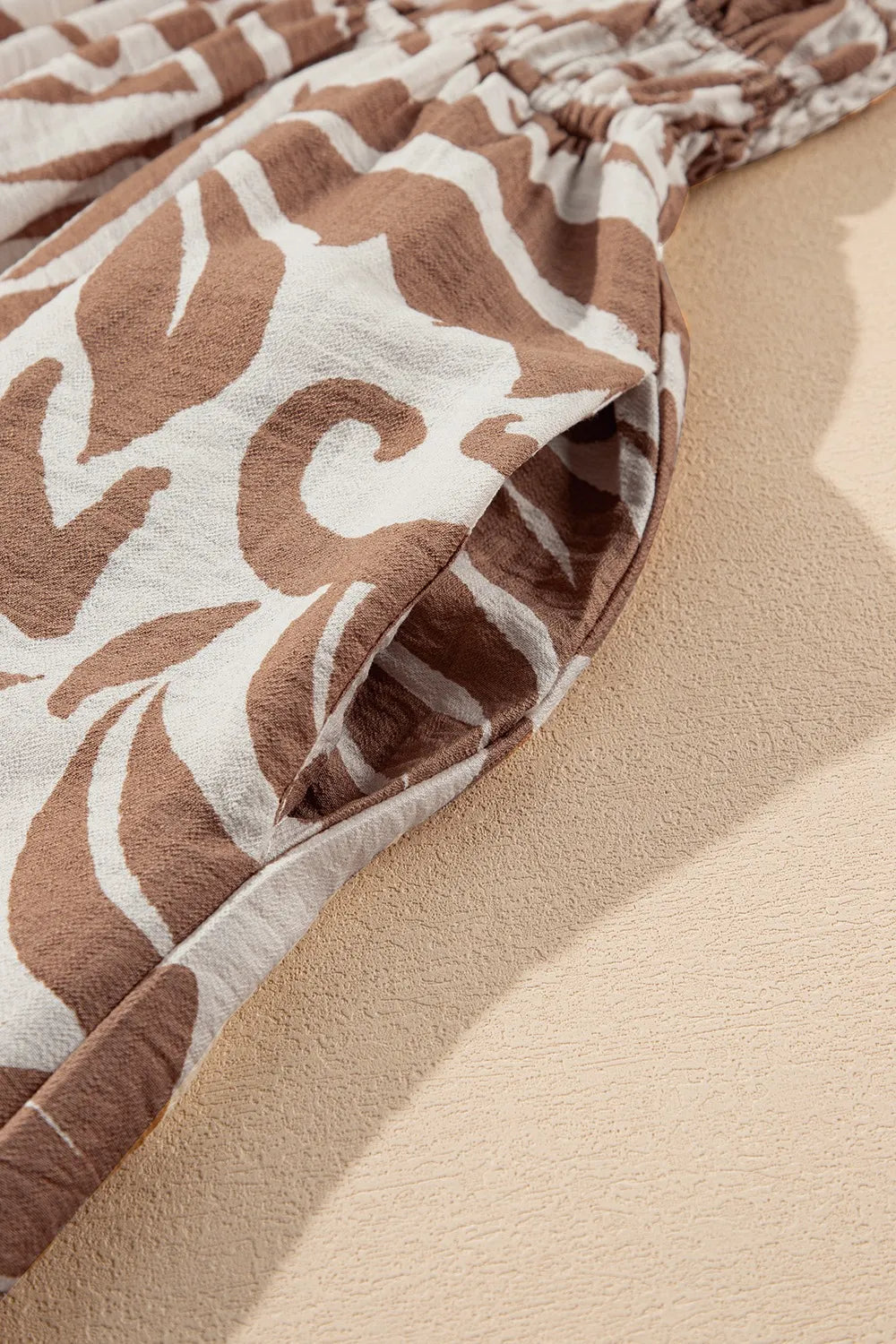 Floral Shirred High Waist Spaghetti Straps Dress.