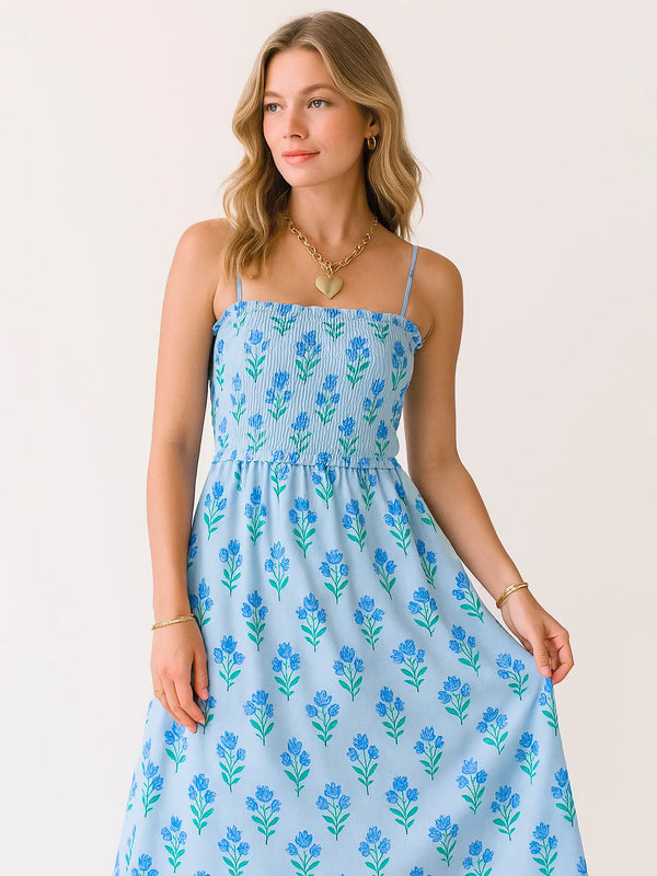 Floral Smocked Midi Cami Dress.