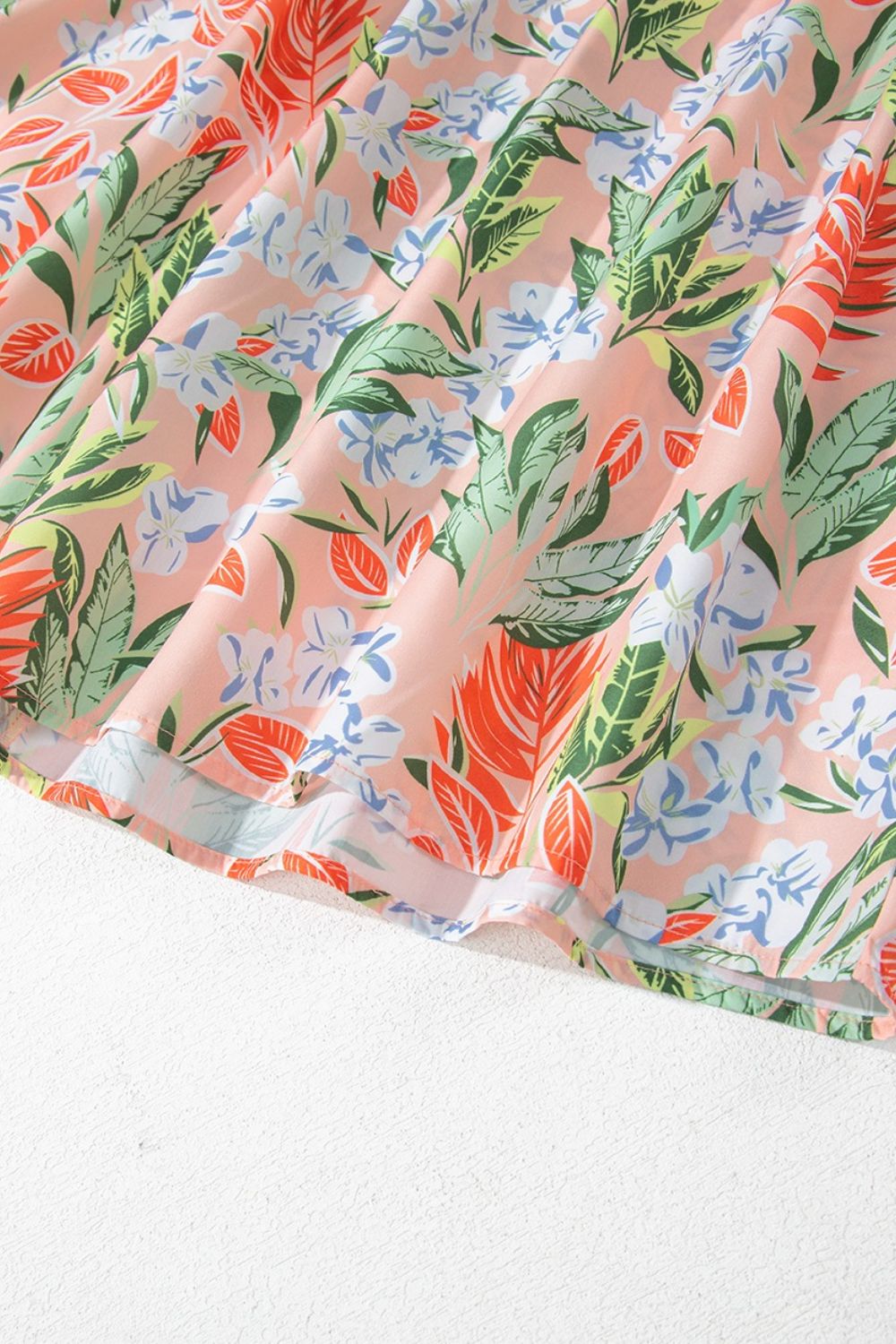 Floral Smocked Square Neck Puff Short Sleeve Midi Dress.