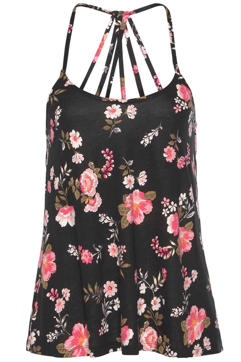 Floral spaghetti strap cami, opaque and slightly stretchy.