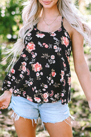 Floral spaghetti strap cami, opaque and slightly stretchy.