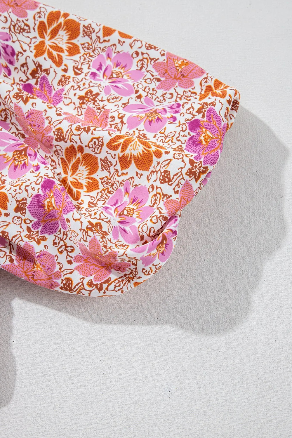 Floral Square Neck Knotted Ruffle Midi Dress.