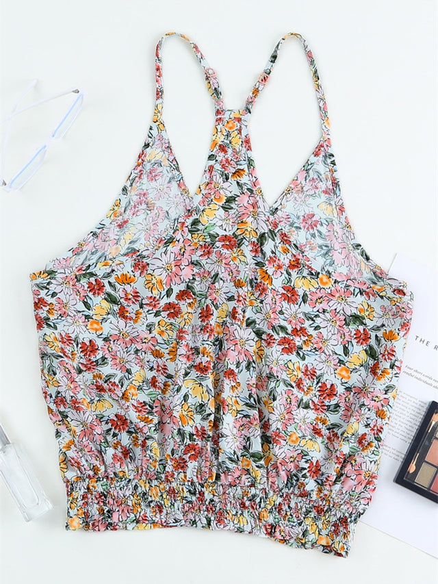 Floral surplice cami, opaque.