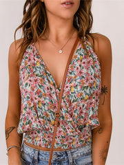 Floral surplice cami, opaque.