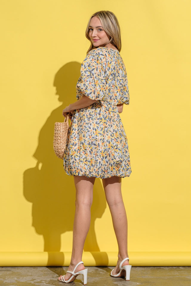 And The Why Plus Size Floral Surplice Puff Sleeve Dress.