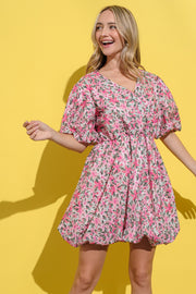 And The Why Plus Size Floral Surplice Puff Sleeve Dress.