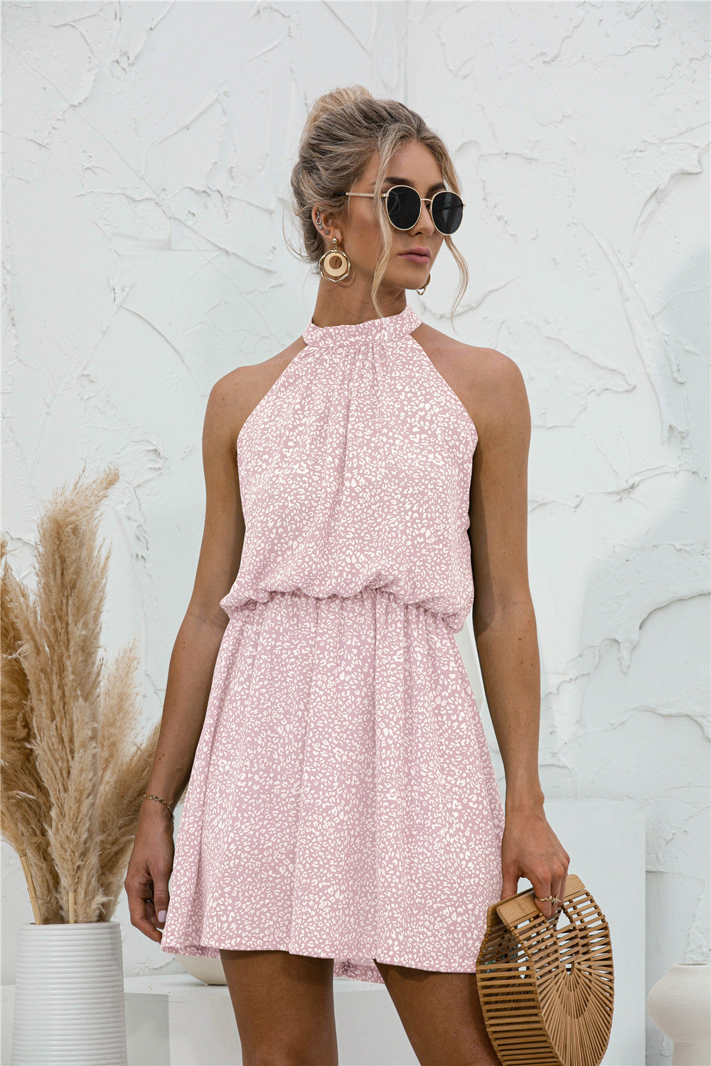 Floral Tied Sleeveless Mini Dress.