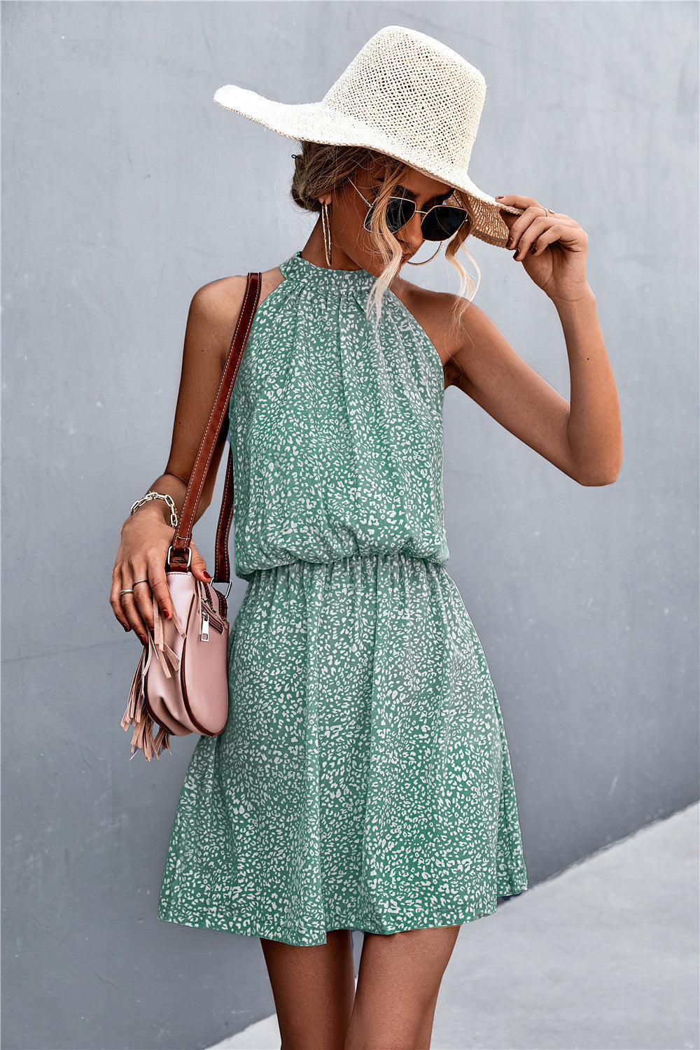 Floral Tied Sleeveless Mini Dress.