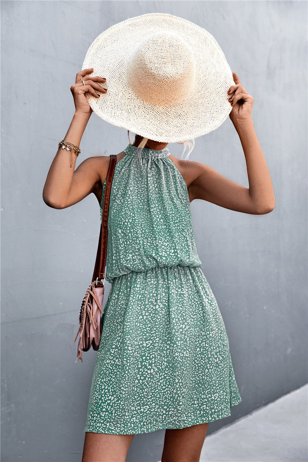 Floral Tied Sleeveless Mini Dress.