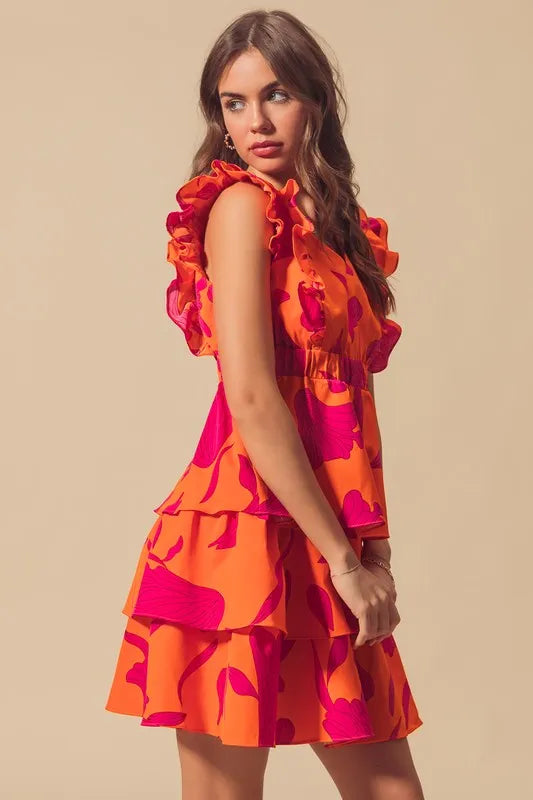 So Me Floral V Neck Layered Dress with Elasticized Waist.