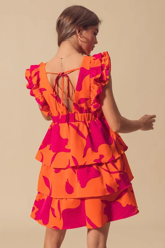 So Me Floral V Neck Layered Dress with Elasticized Waist.