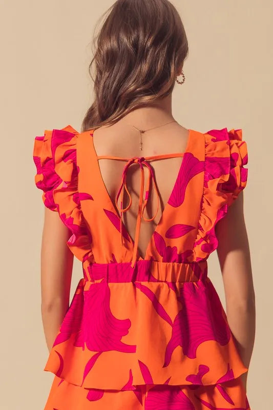 So Me Floral V Neck Layered Dress with Elasticized Waist.