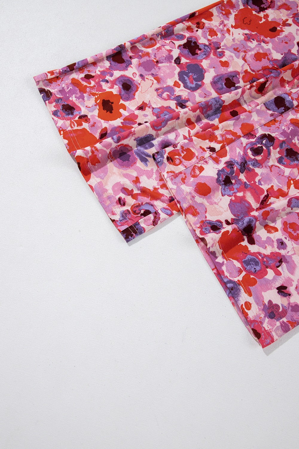 Floral wide leg elastic high waist pants, opaque.