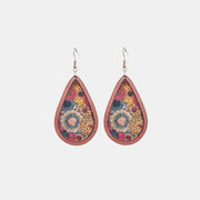 Floral Wood Teardrop Earrings