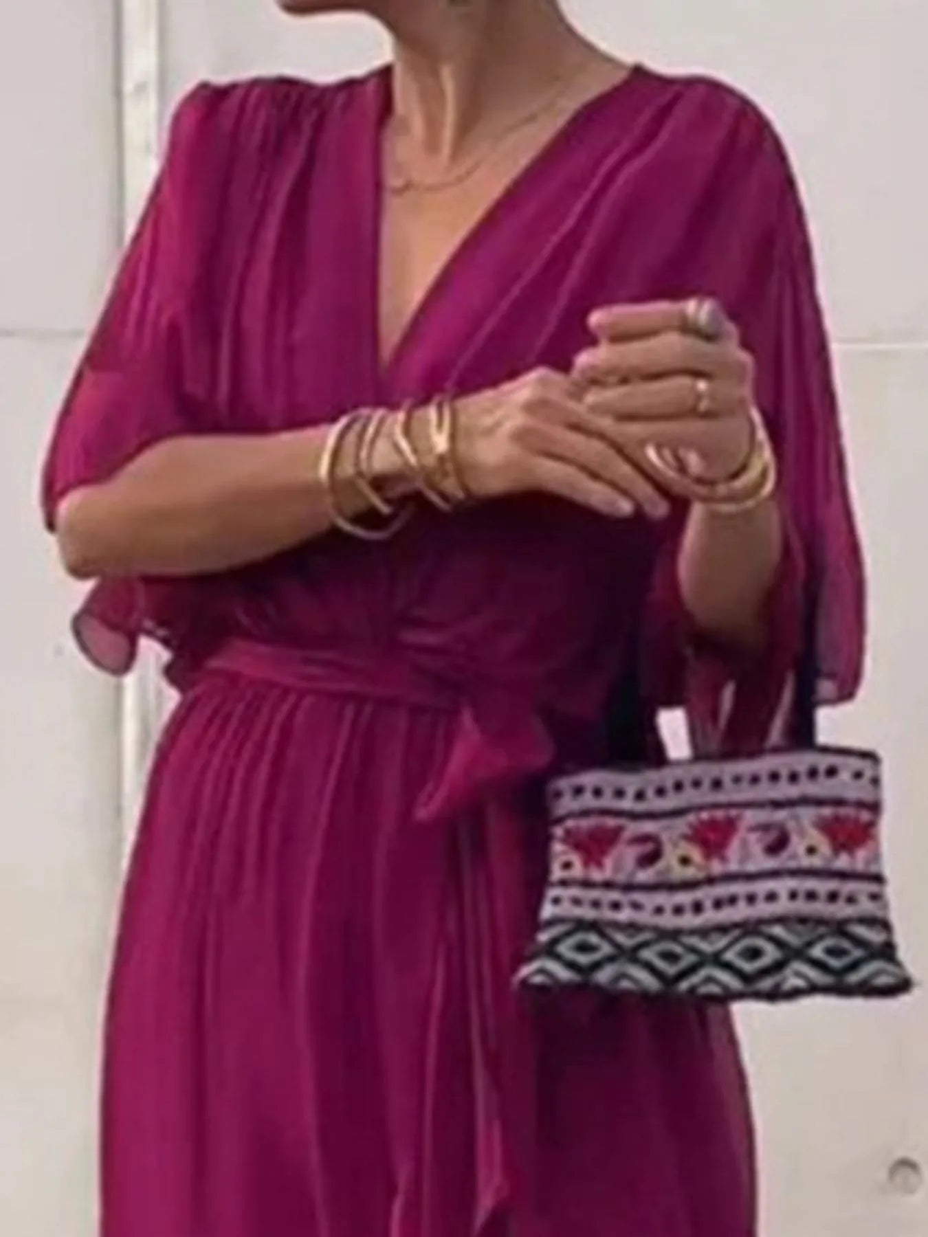 Plus Size Flowy Tie Front Midi Dress with Flutter Sleeves.