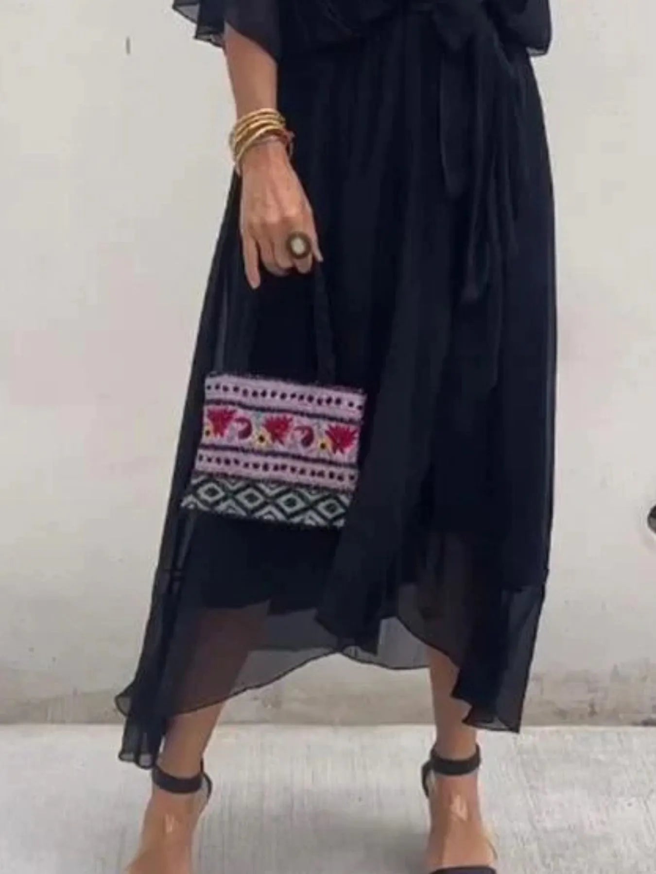 Plus Size Flowy Tie Front Midi Dress with Flutter Sleeves.