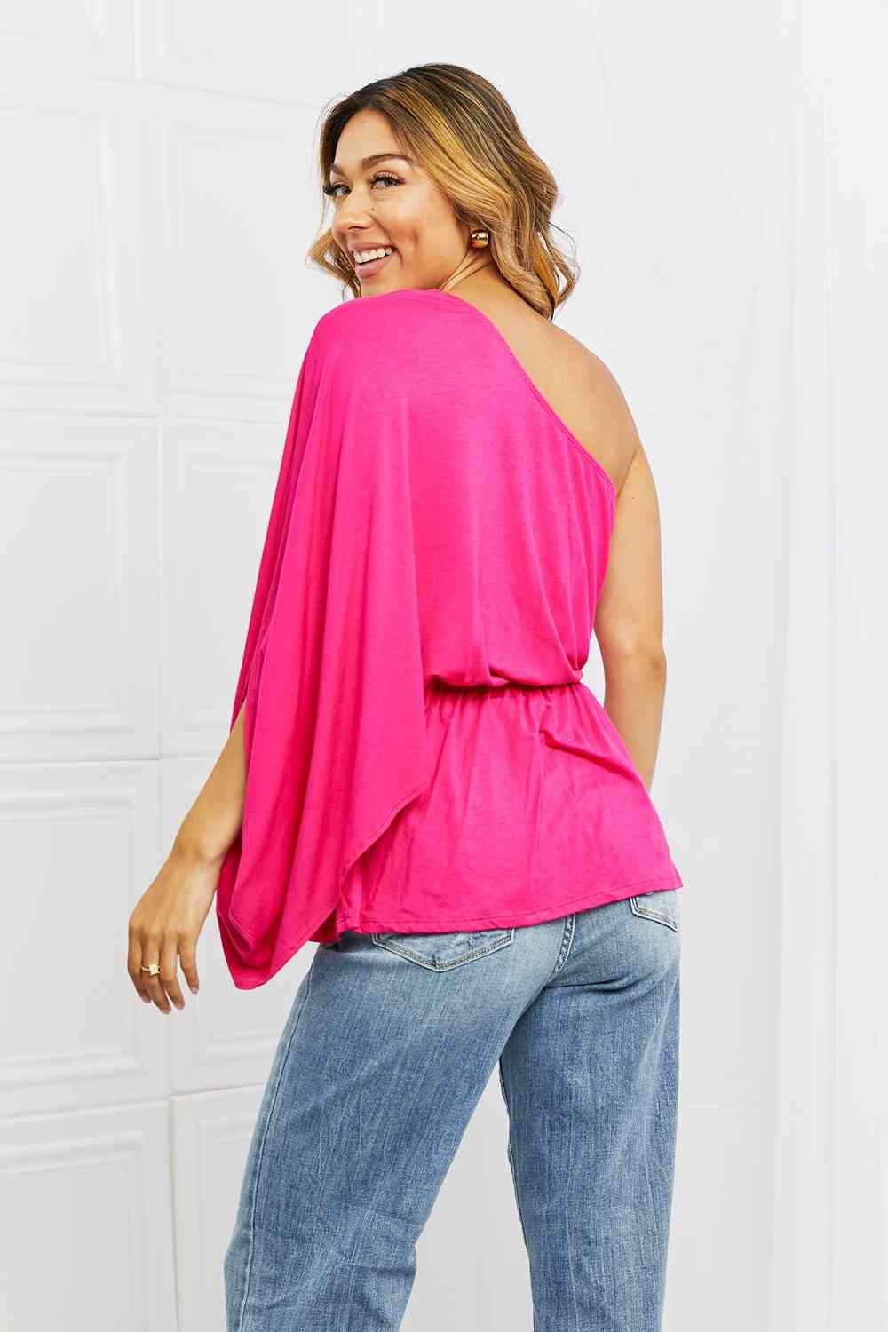 White Birch Forever And Always full size one shoulder top.