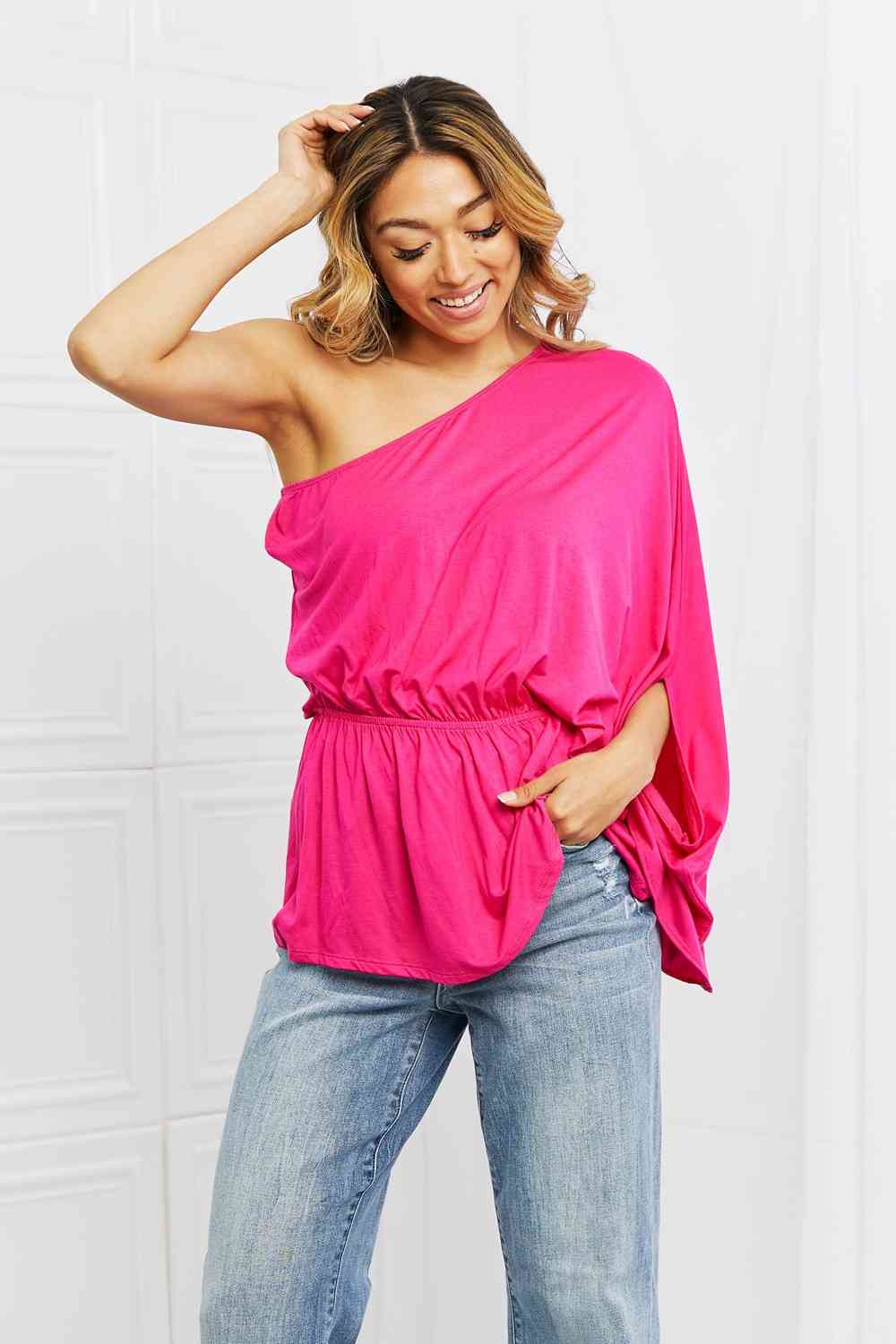 White Birch Forever And Always full size one shoulder top.