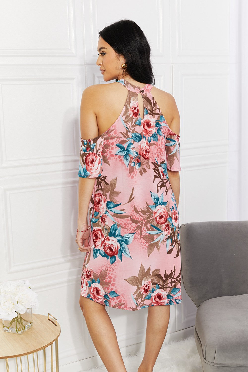 Sew In Love Plus Size Fresh-Cut Flowers Cold-Shoulder Dress.