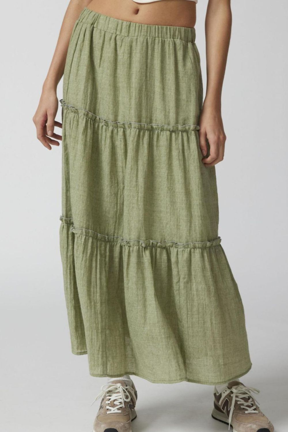 Frill Elastic Waist Skirt.