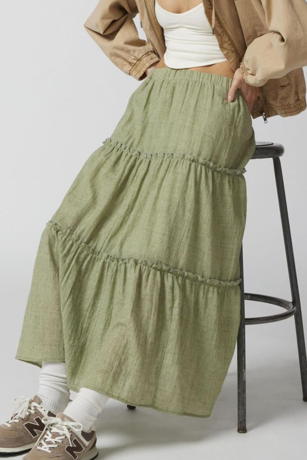 Frill Elastic Waist Skirt.