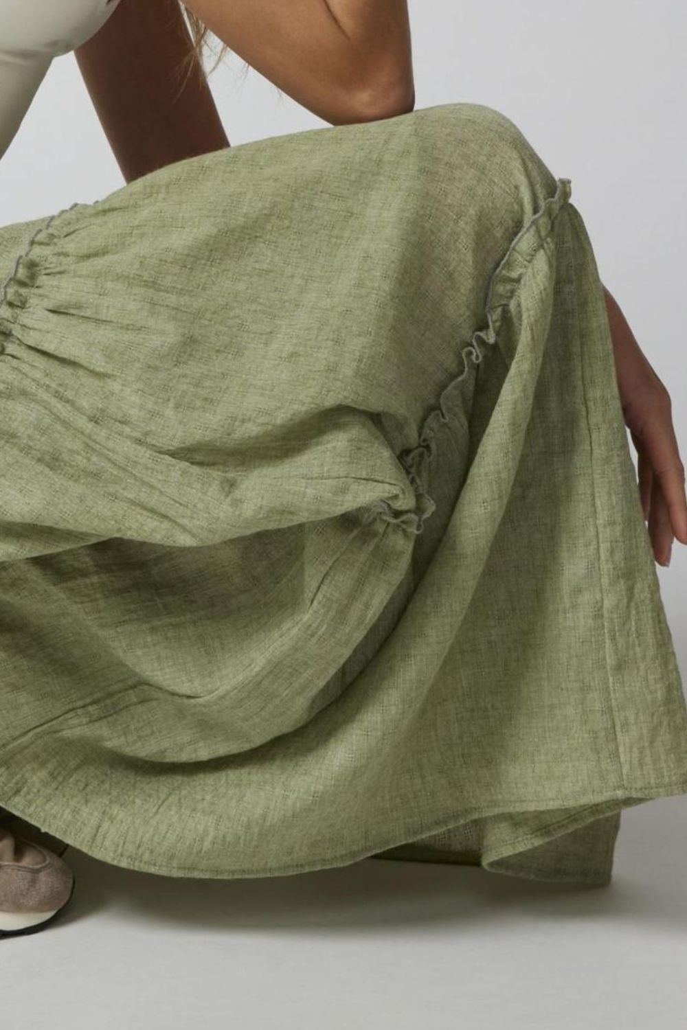Frill Elastic Waist Skirt.