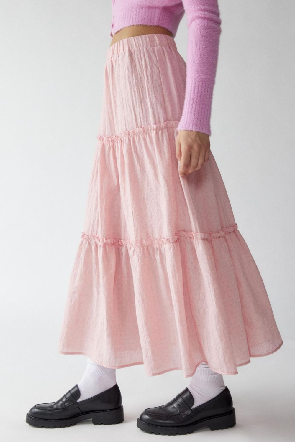 Frill Elastic Waist Skirt.