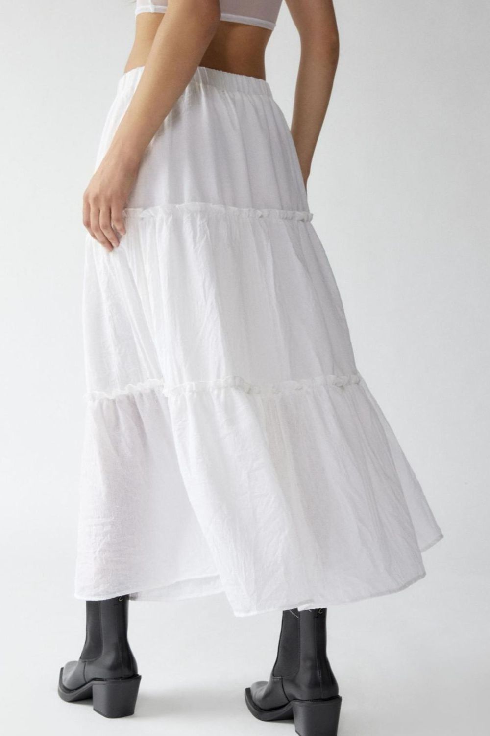 Frill Elastic Waist Skirt.