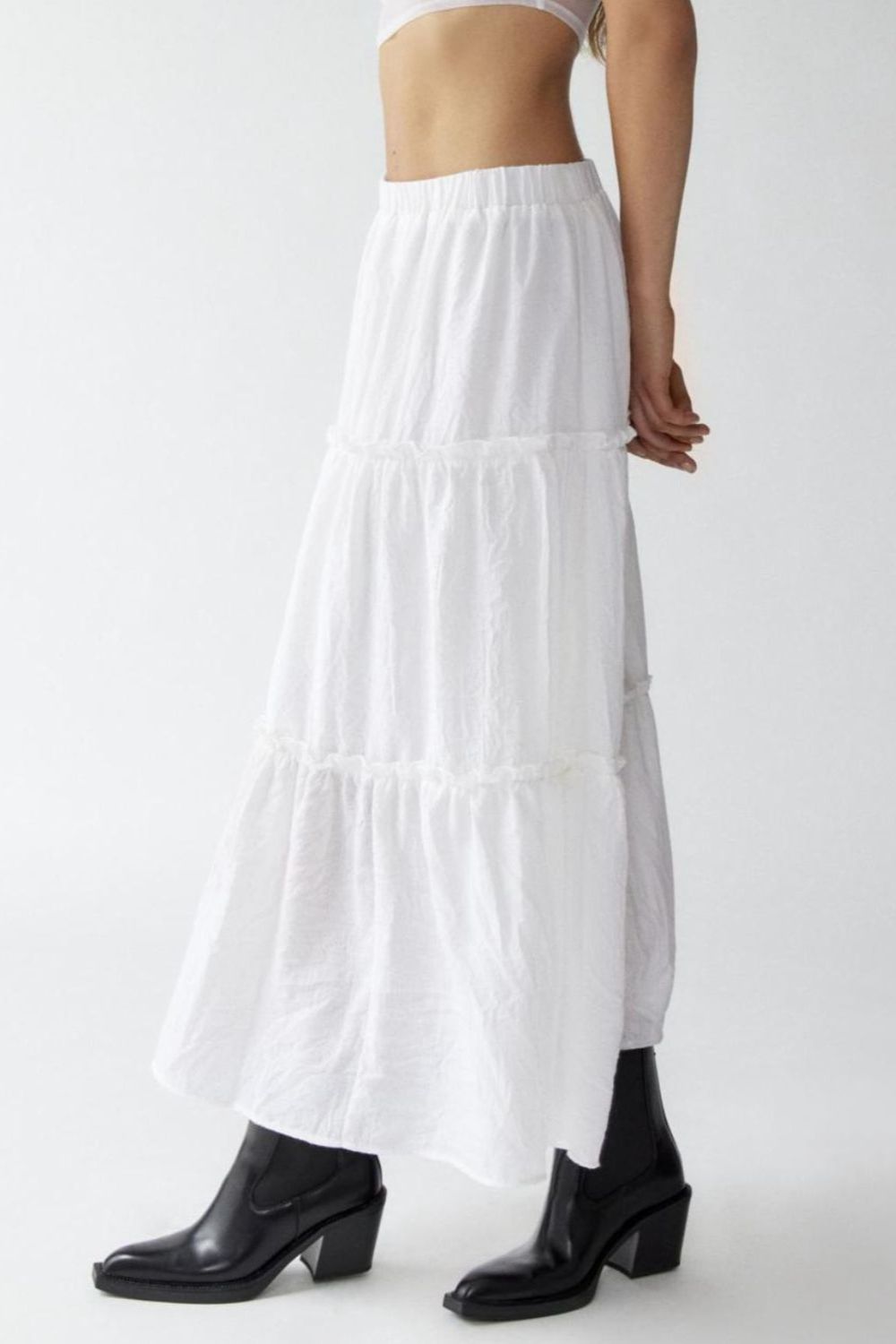 Frill Elastic Waist Skirt.