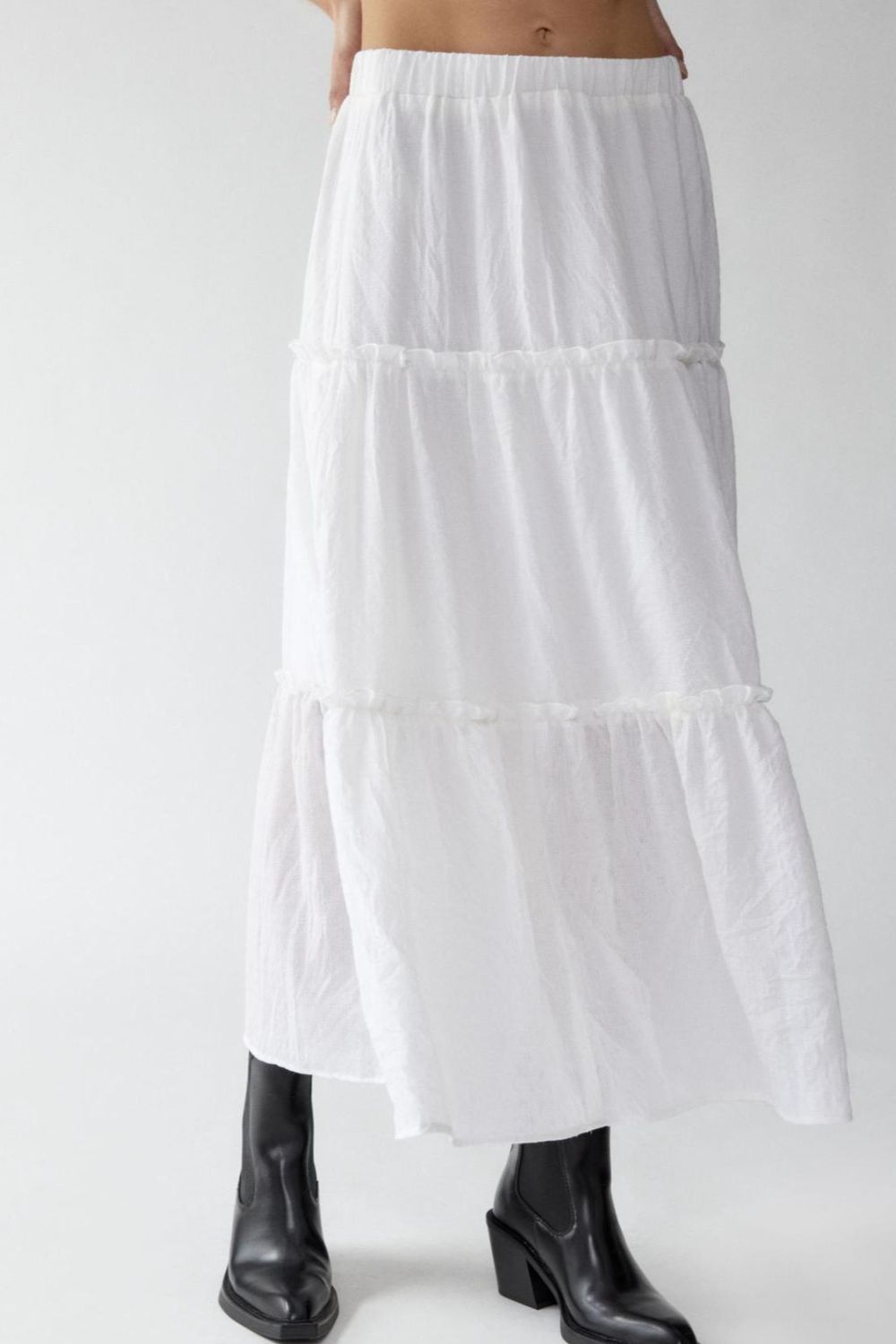 Frill Elastic Waist Skirt.