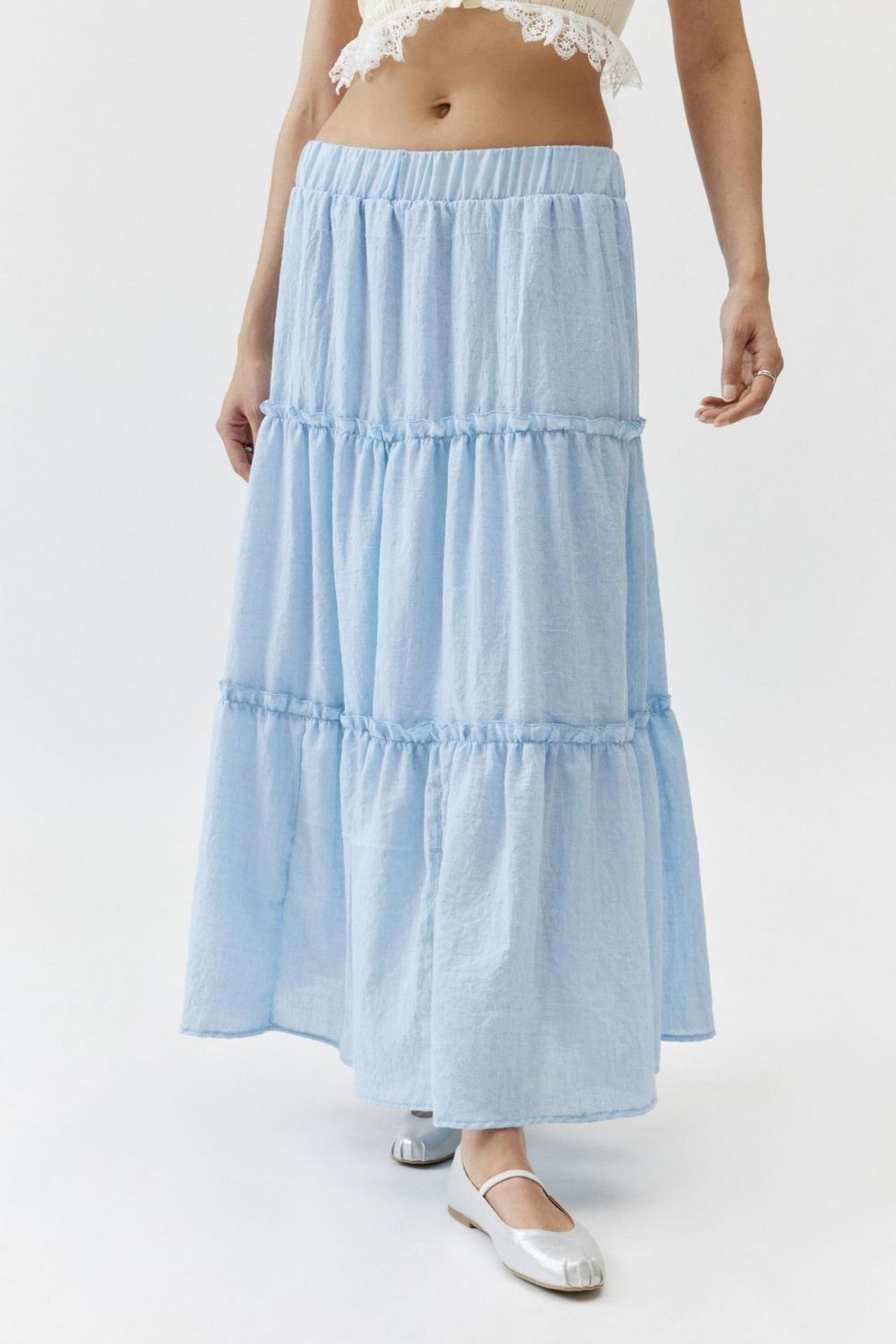 Frill Elastic Waist Skirt.