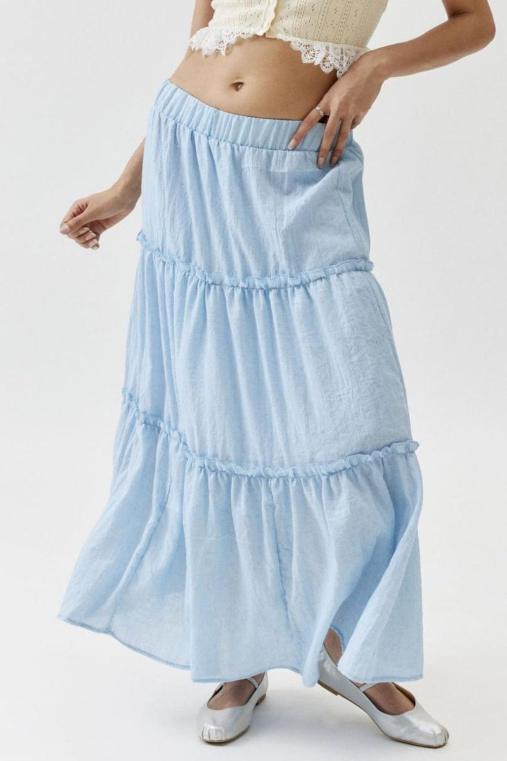 Frill Elastic Waist Skirt.