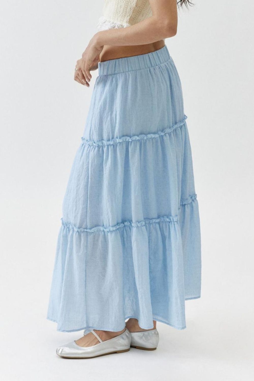 Frill Elastic Waist Skirt.