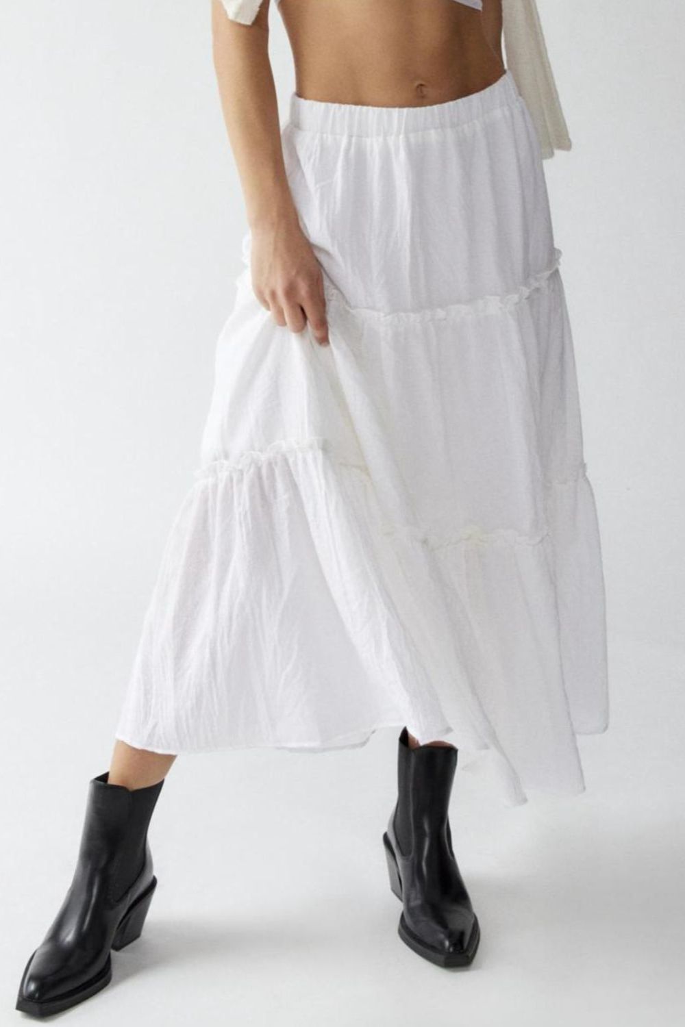 Frill Elastic Waist Skirt.