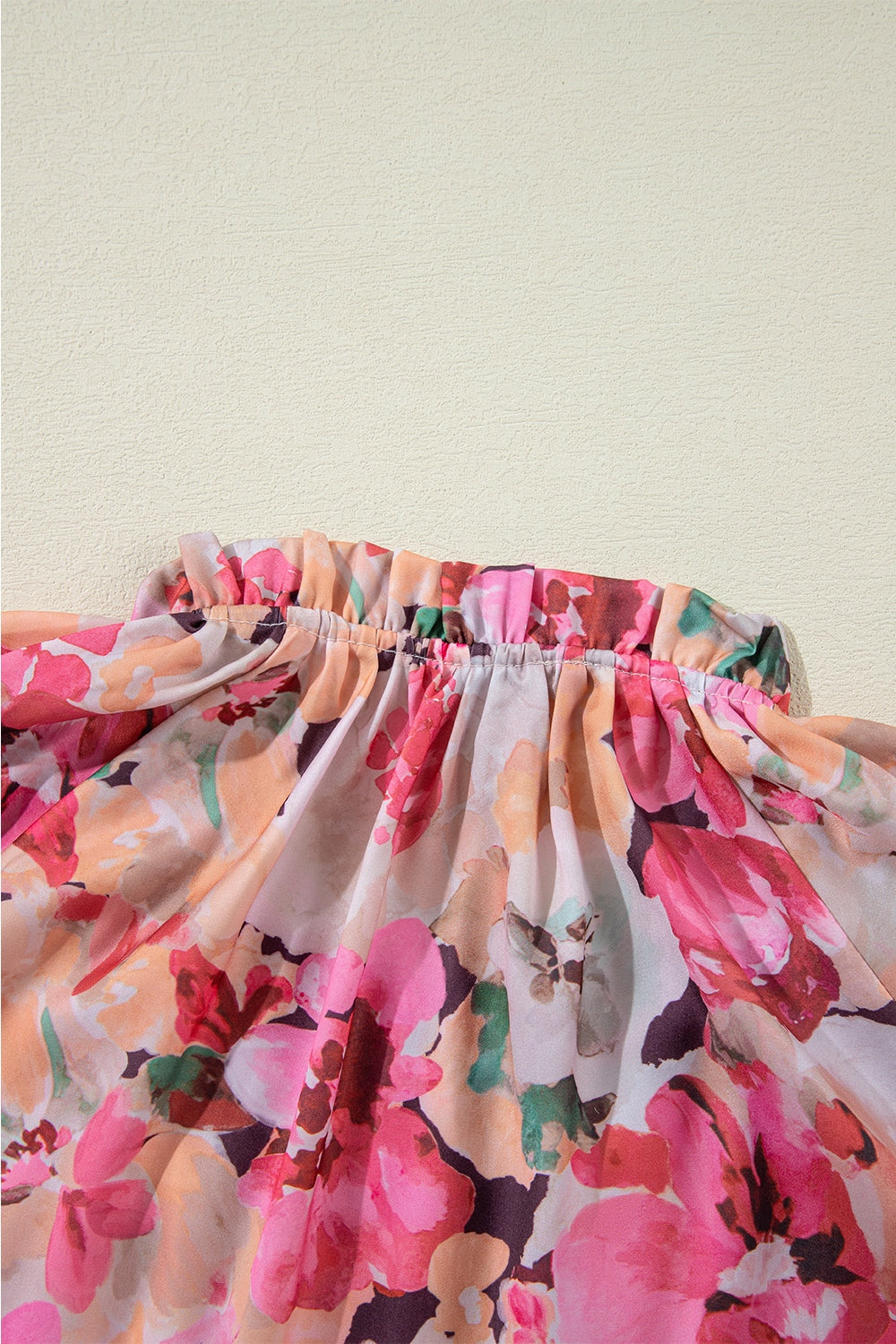 Frill floral button down long sleeve shirt.