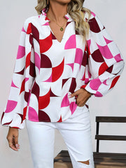 Perfee frill notched long sleeve blouse.