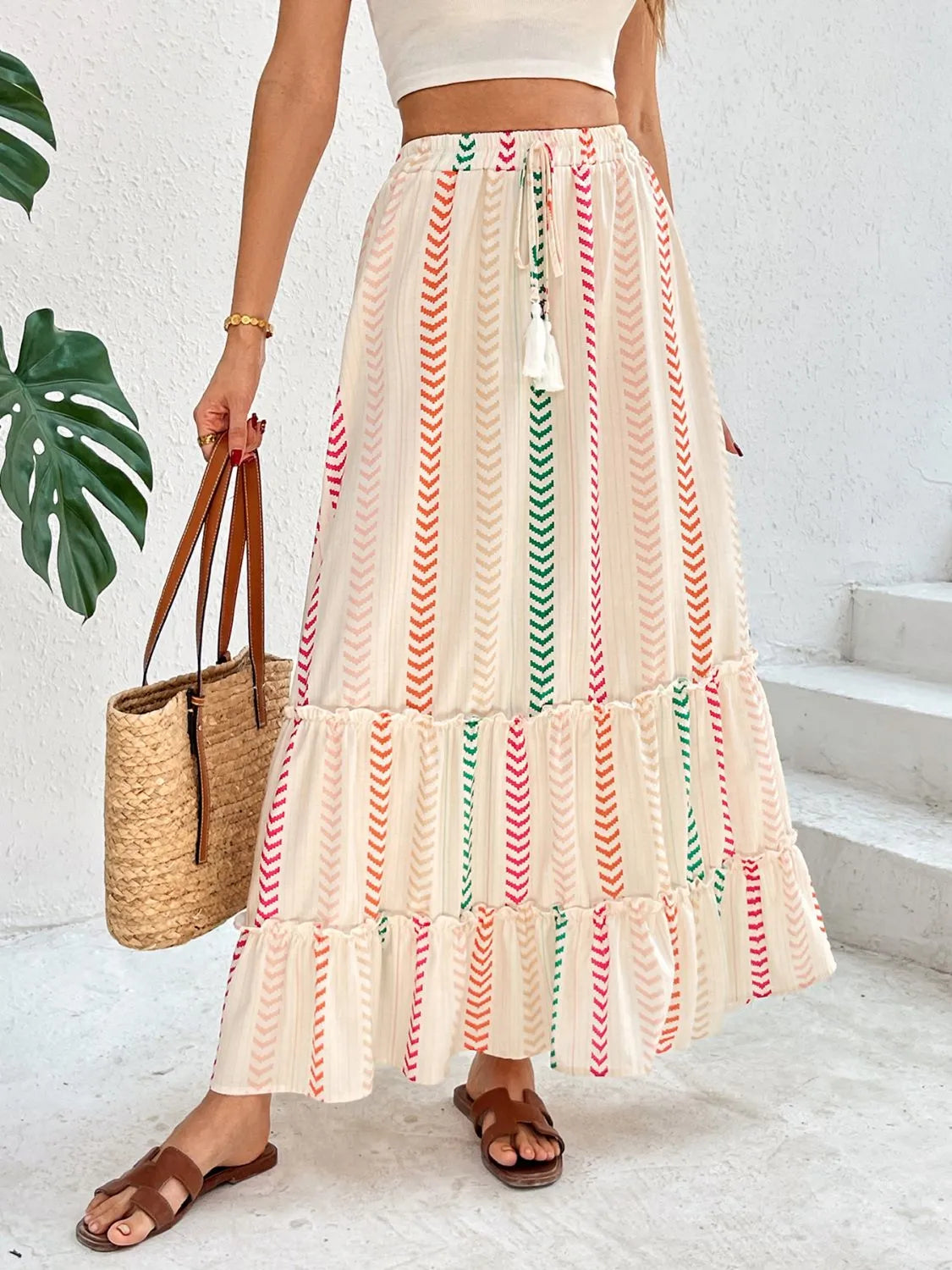 Frill Printed Maxi Skirt.