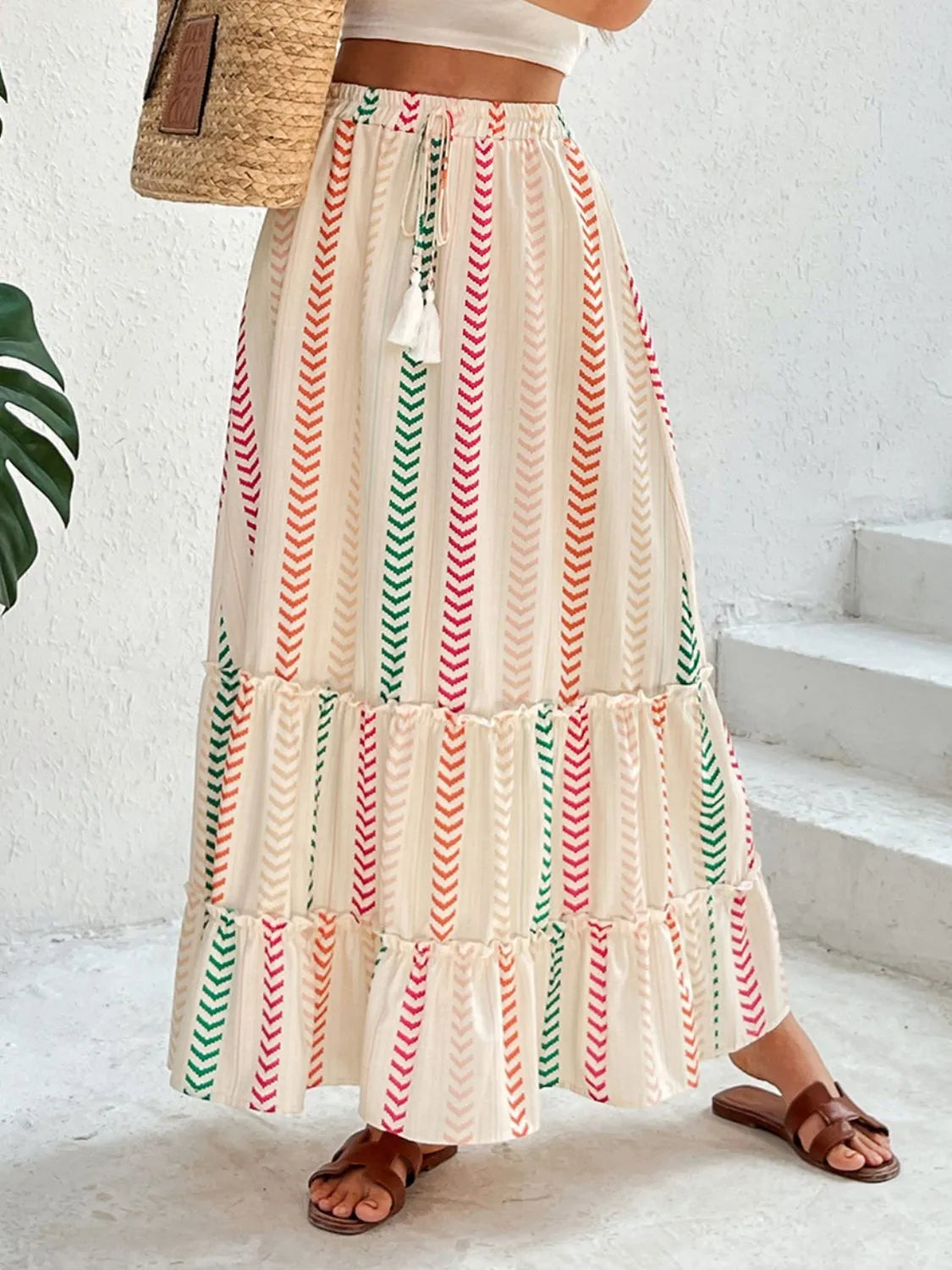 Frill Printed Maxi Skirt.