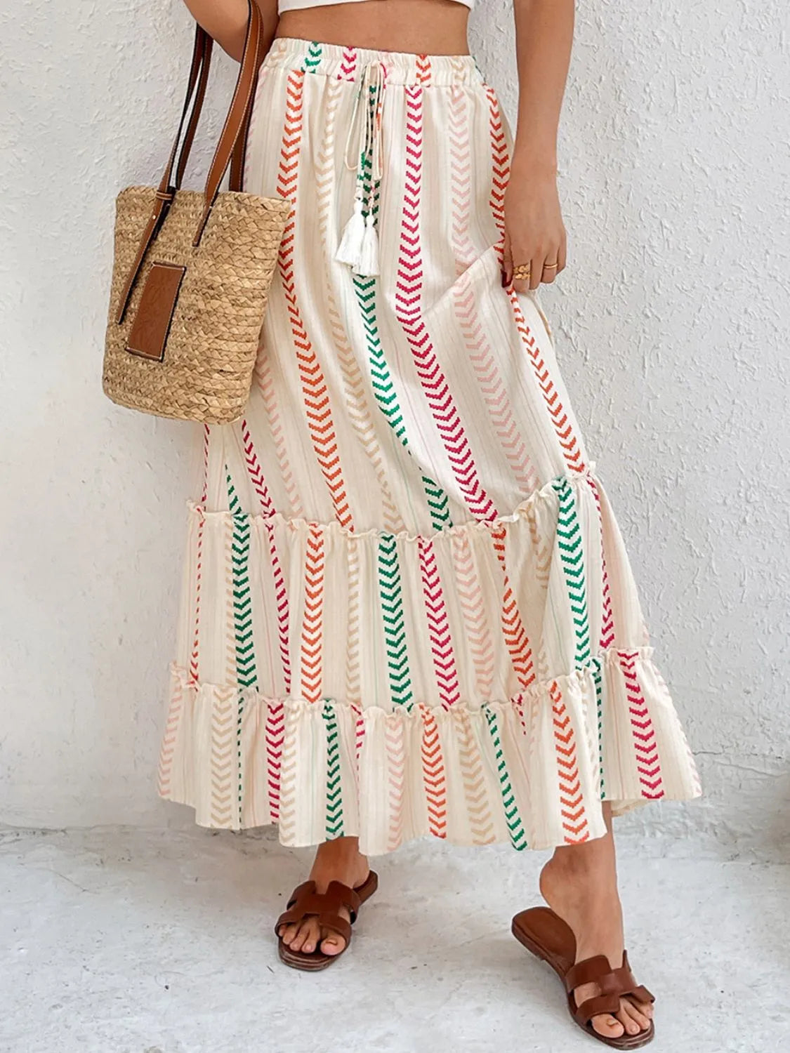 Frill Printed Maxi Skirt.