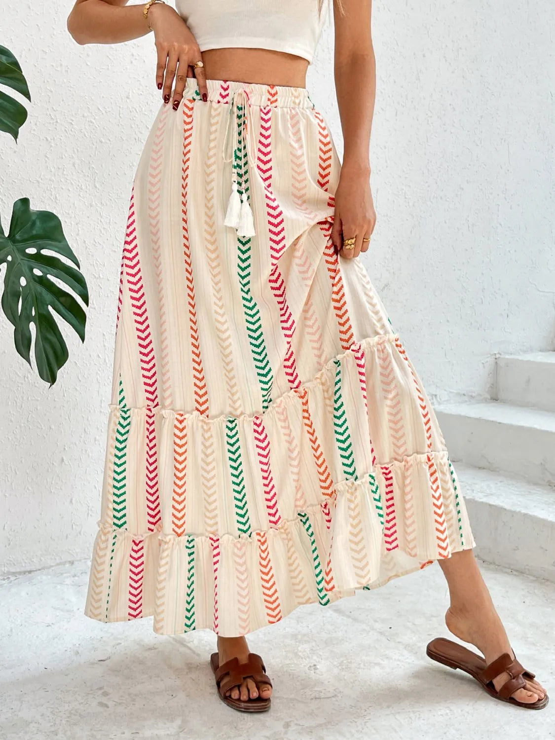 Frill Printed Maxi Skirt.