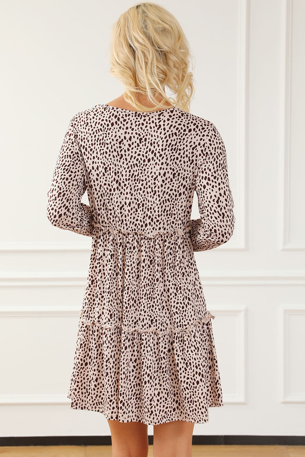 Frill Printed Round Neck Dress.