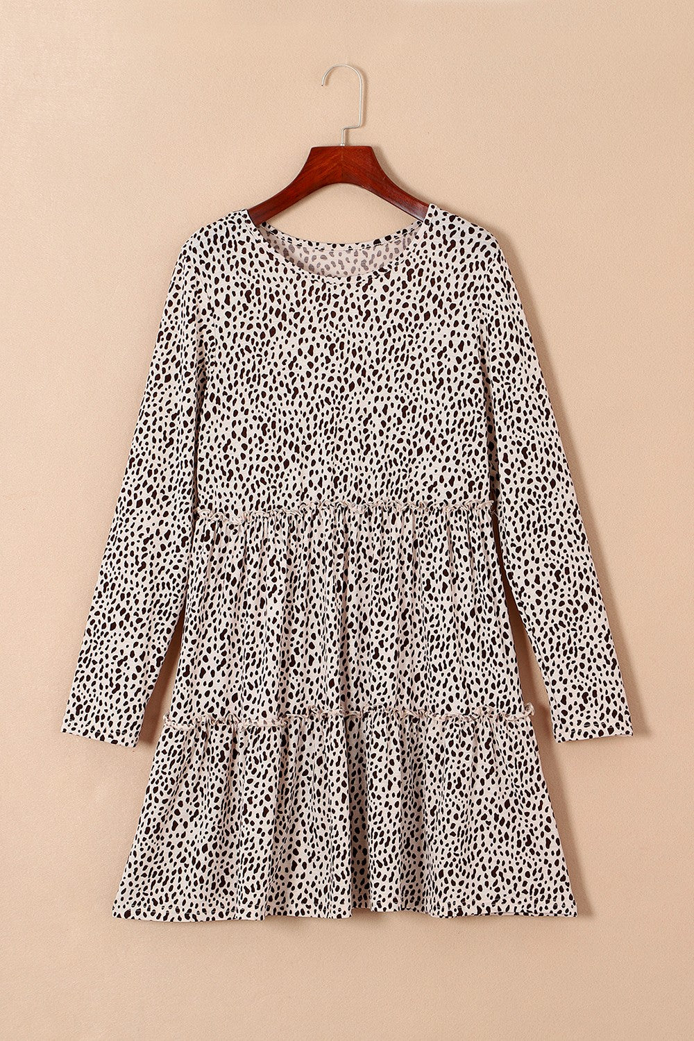 Frill Printed Round Neck Dress.