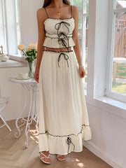 Frill Square Neck Cami and Skirt Set.