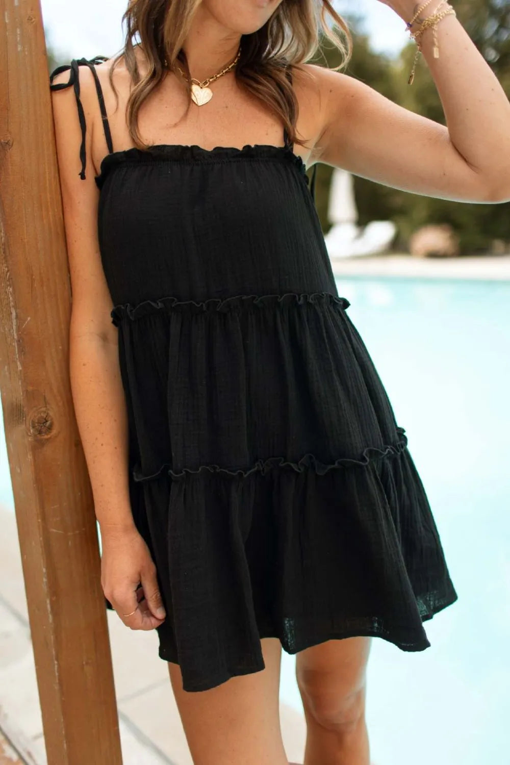 Frill Square Neck Mini Cami Dress.