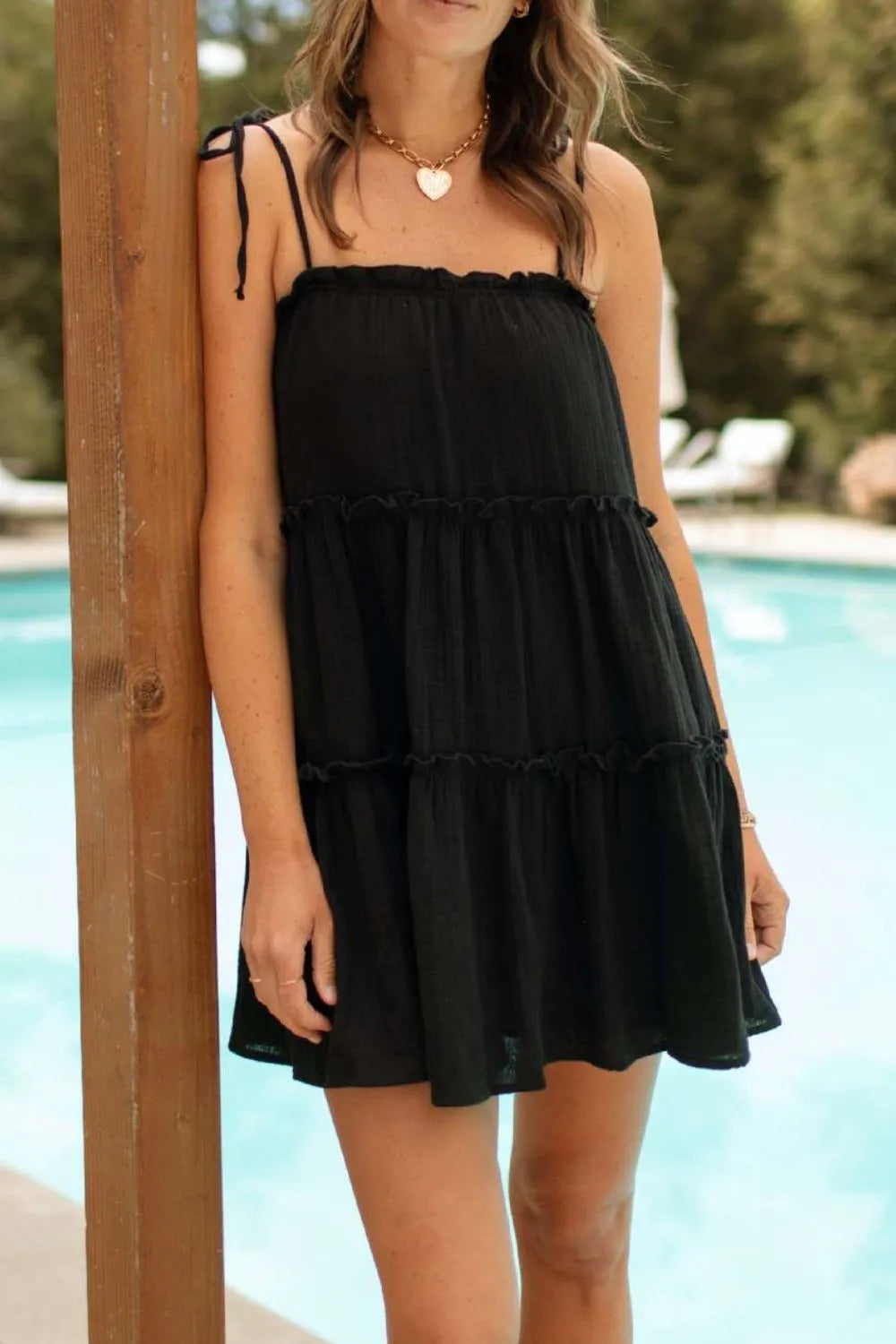 Frill Square Neck Mini Cami Dress.