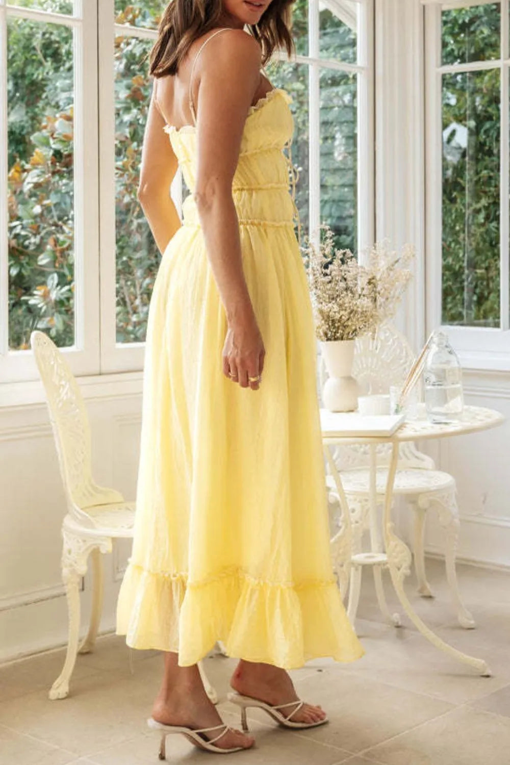 Frill Tied Front Midi Cami Dress.