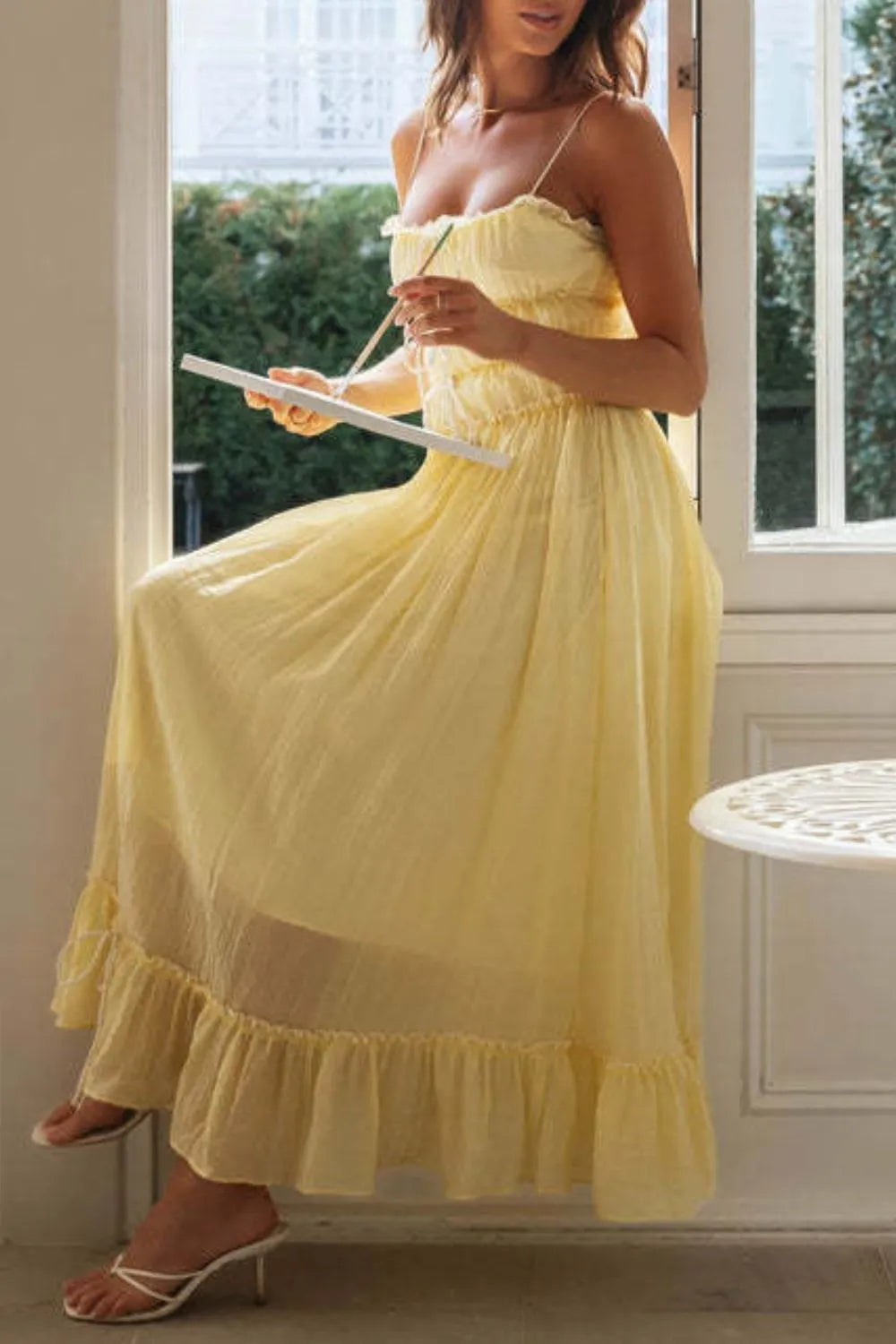 Frill Tied Front Midi Cami Dress.