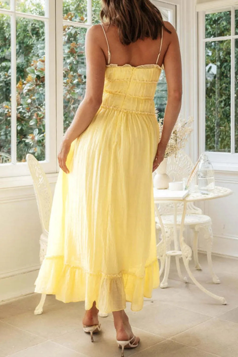 Frill Tied Front Midi Cami Dress.