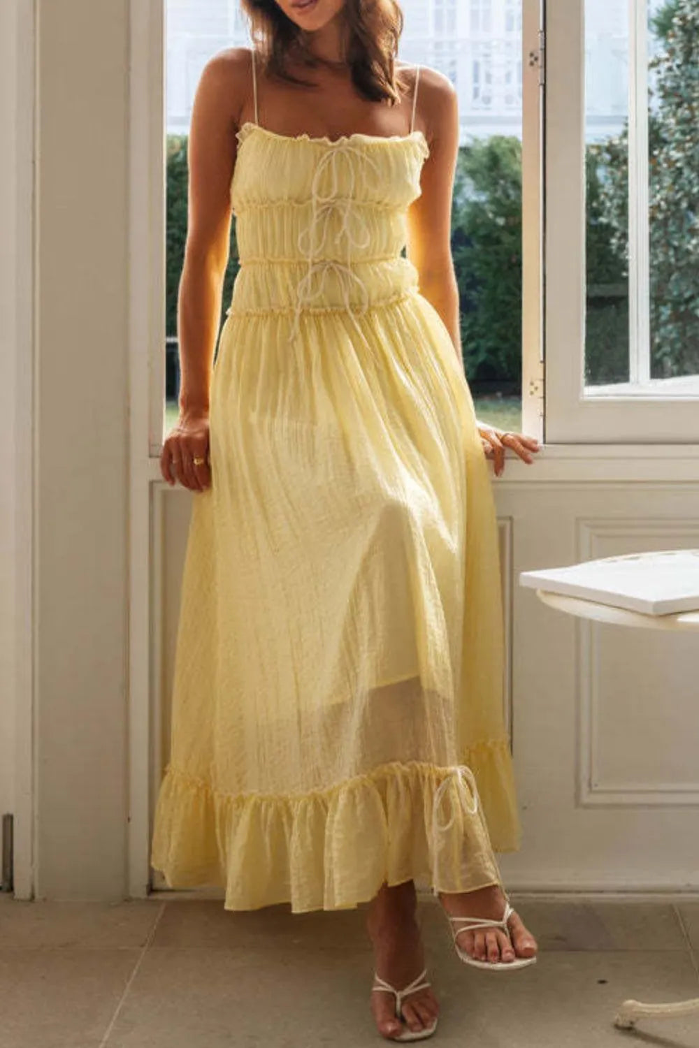Frill Tied Front Midi Cami Dress.